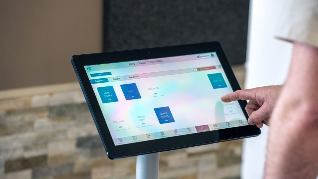 SmartRange AXIS Connect tablet interface showing FLEX integrations controls